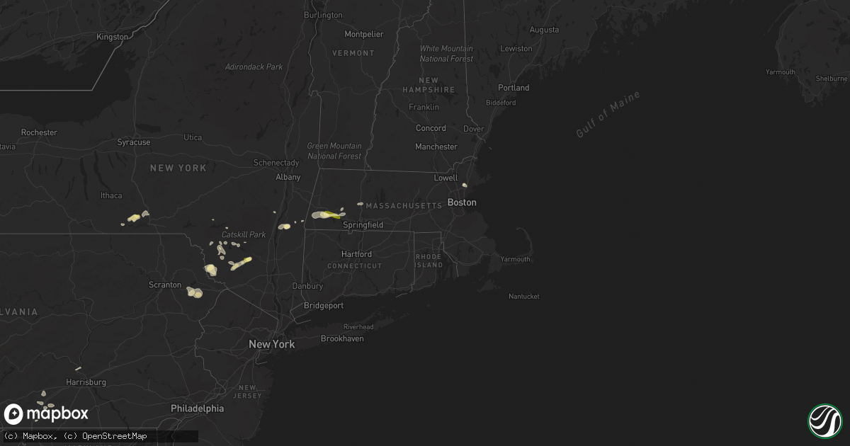 Hail map in Massachusetts on July 26, 2015