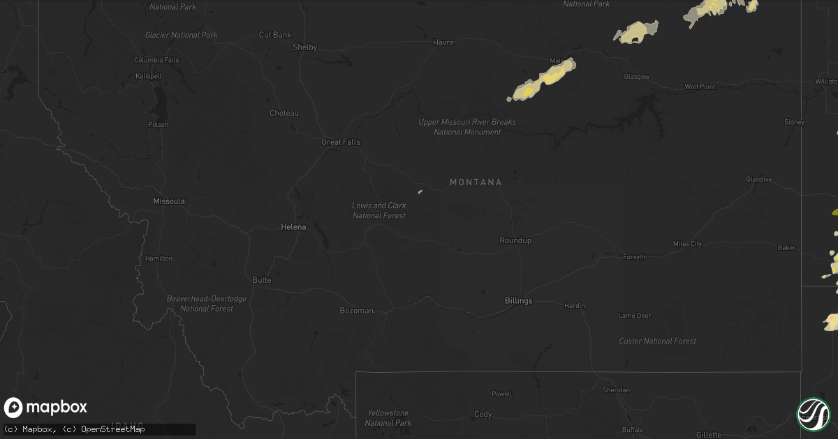 Hail map in Montana on July 26, 2015