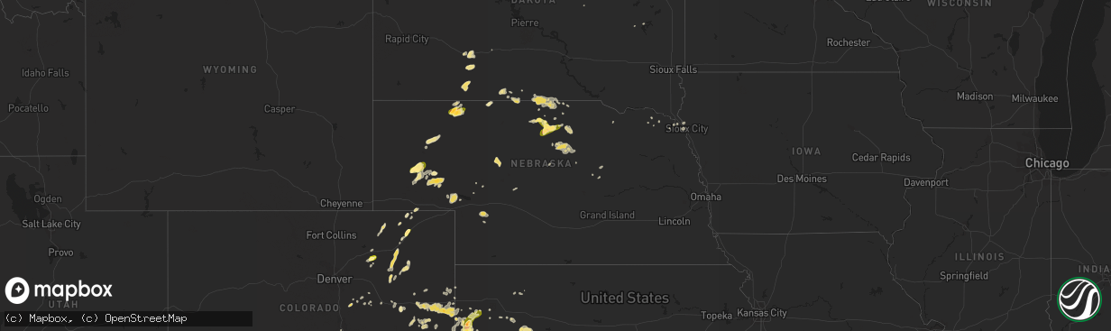 Hail map in Nebraska on July 26, 2015