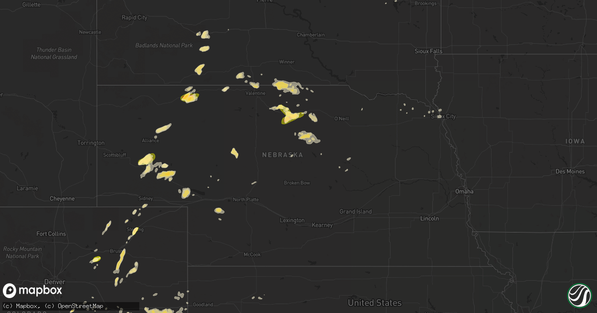 Hail map in Nebraska on July 26, 2015