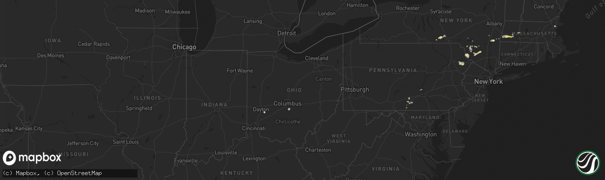 Hail map in Ohio on July 26, 2015