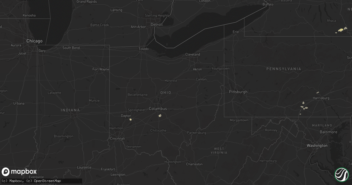 Hail map in Ohio on July 26, 2015