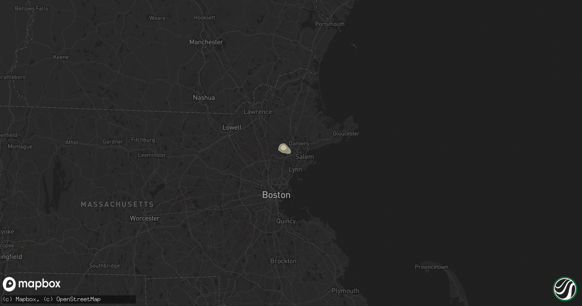 Hail map in Peabody, MA on July 26, 2015