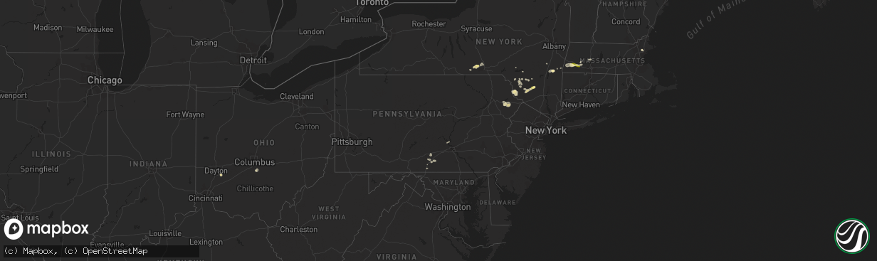 Hail map in Pennsylvania on July 26, 2015