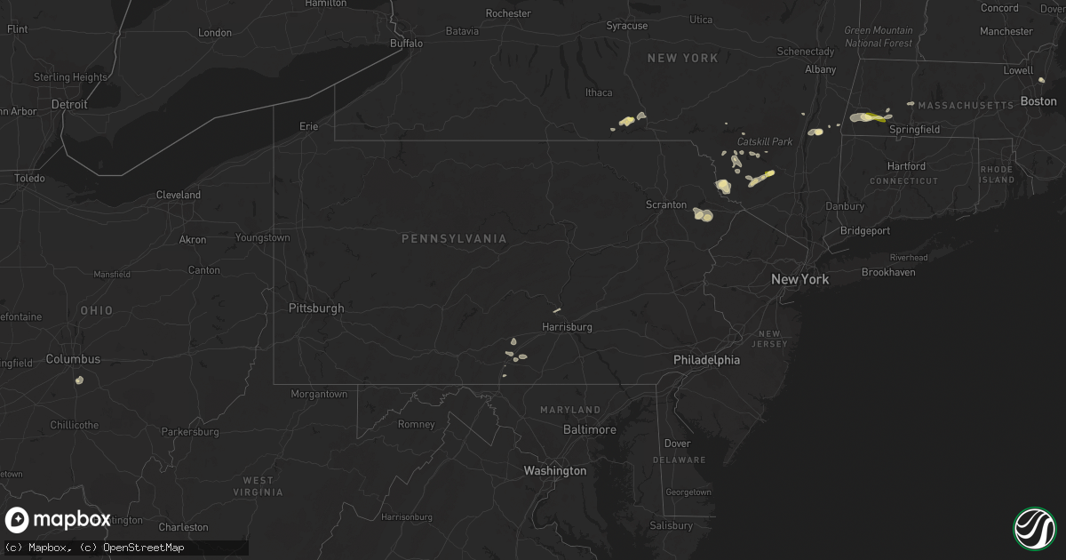 Hail map in Pennsylvania on July 26, 2015