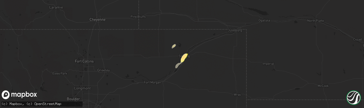 Hail map in Sterling, CO on July 26, 2015