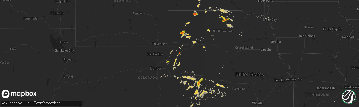 Hail map on July 26, 2015