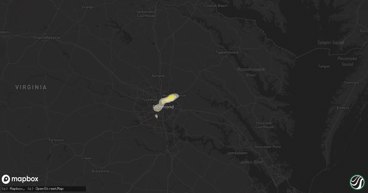 Hail map in Mechanicsville, VA on July 26, 2016