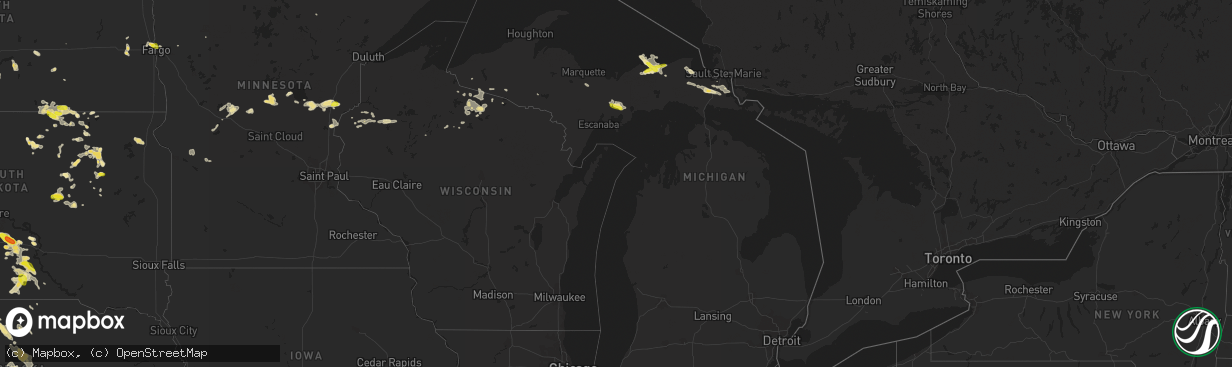 Hail map in Michigan on July 26, 2016