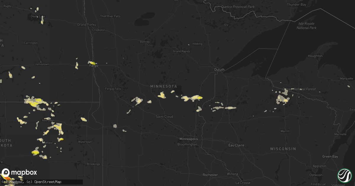 Hail map in Minnesota on July 26, 2016