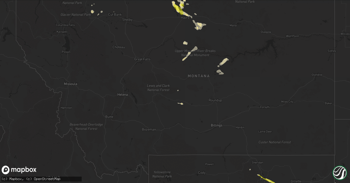 Hail map in Montana on July 26, 2016