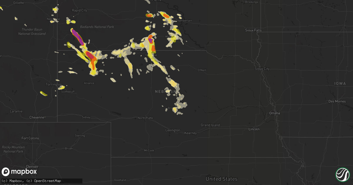 Hail map in Nebraska on July 26, 2016