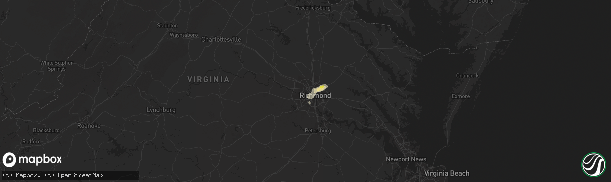 Hail map in Richmond, VA on July 26, 2016