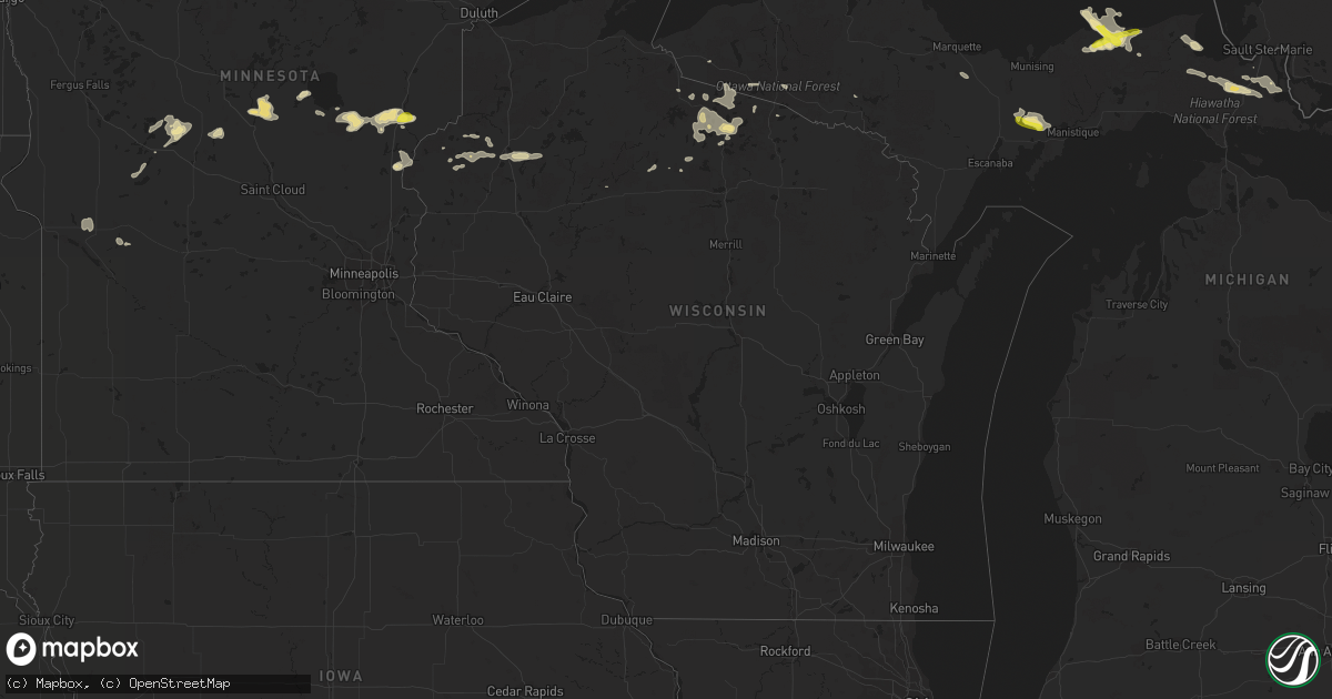 Hail map in Wisconsin on July 26, 2016