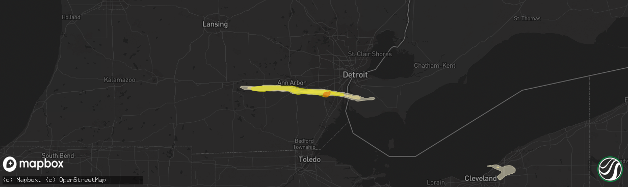 Hail map in Belleville, MI on July 26, 2018