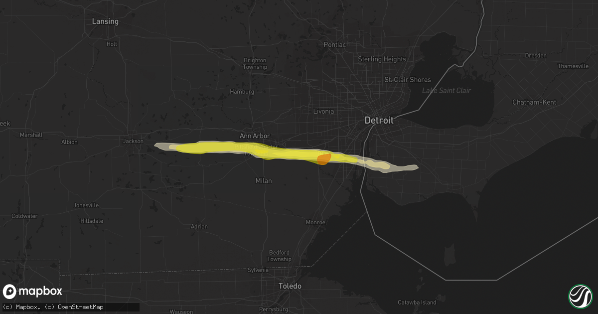 Hail map in Belleville, MI on July 26, 2018