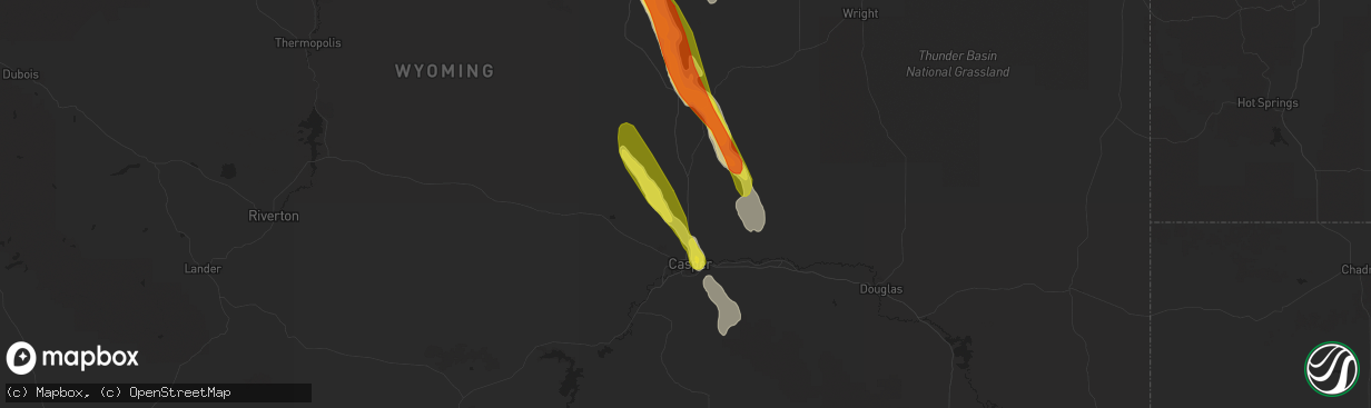 Hail map in Casper, WY on July 26, 2018