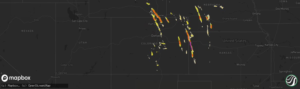 Hail map in Colorado on July 26, 2018