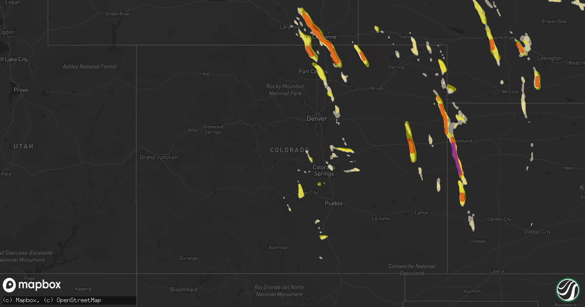 Hail map in Colorado on July 26, 2018