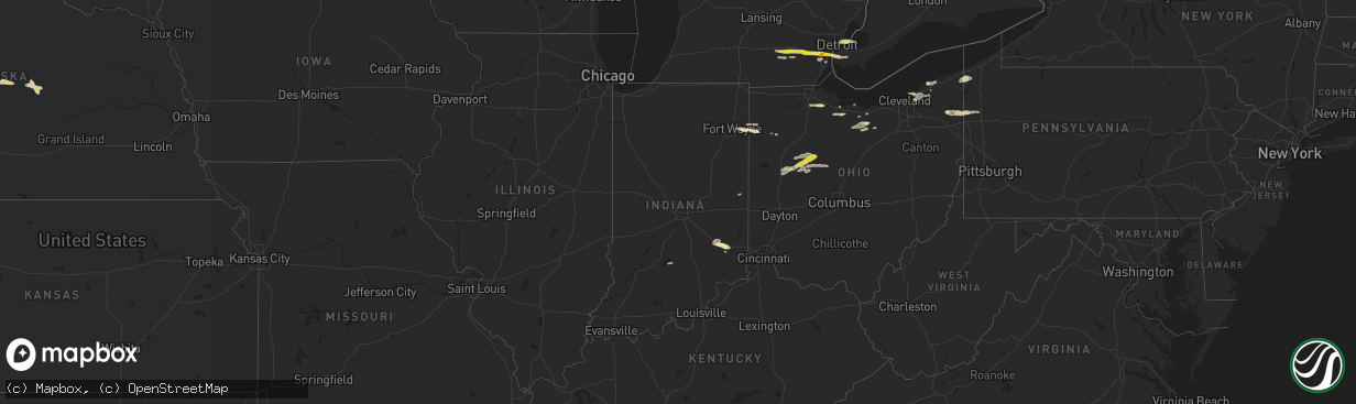 Hail map in Indiana on July 26, 2018