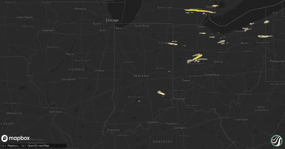 Hail map in Indiana on July 26, 2018