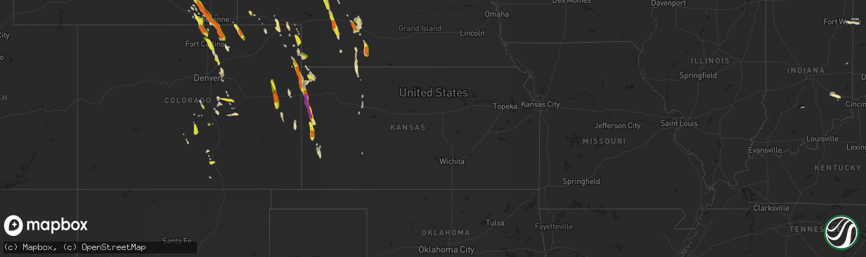 Hail map in Kansas on July 26, 2018