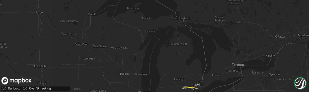 Hail map in Michigan on July 26, 2018