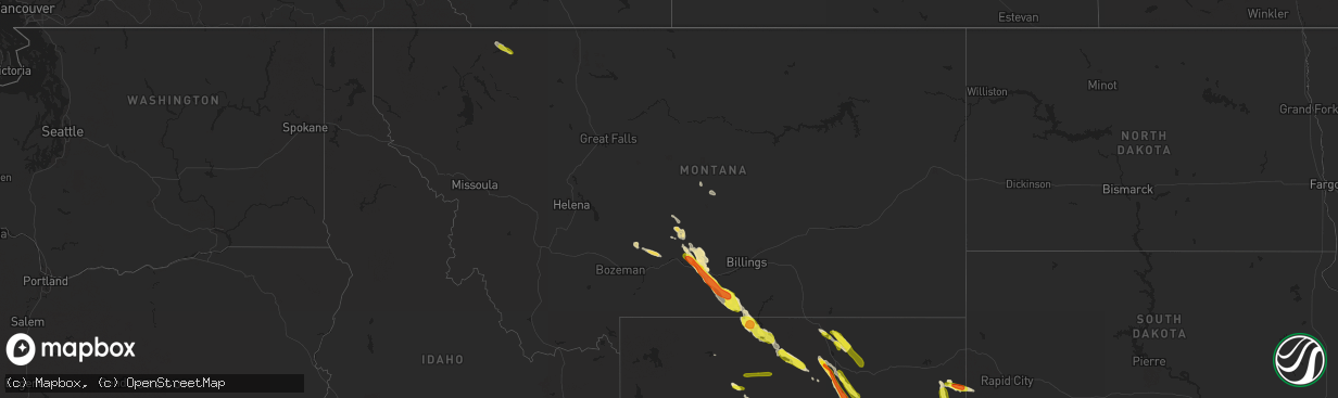 Hail map in Montana on July 26, 2018