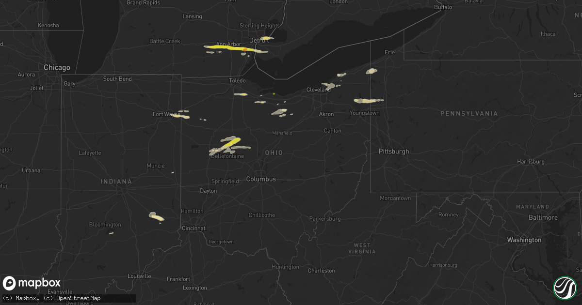 Hail map in Ohio on July 26, 2018