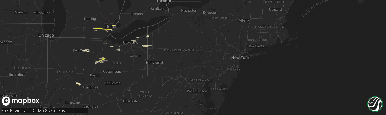 Hail map in Pennsylvania on July 26, 2018