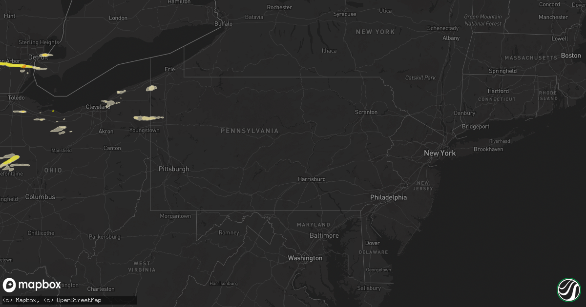 Hail map in Pennsylvania on July 26, 2018
