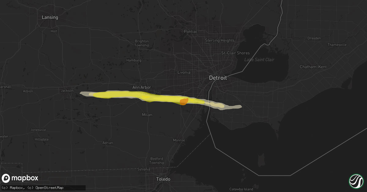 Hail map in Romulus, MI on July 26, 2018