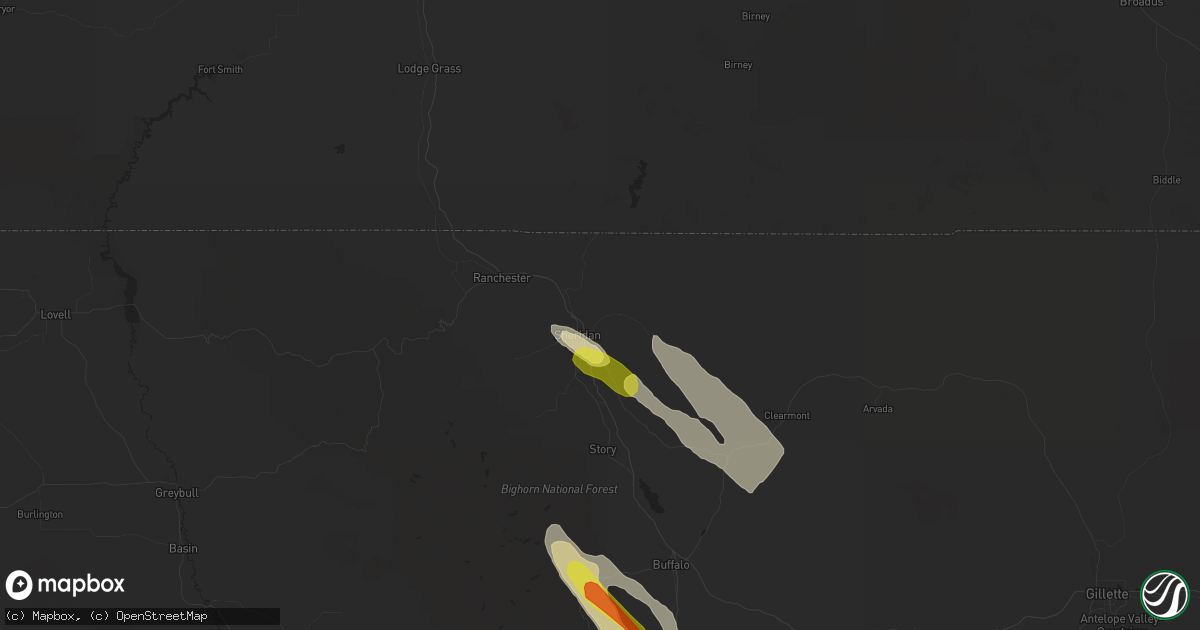 Hail map in Sheridan, WY on July 26, 2018
