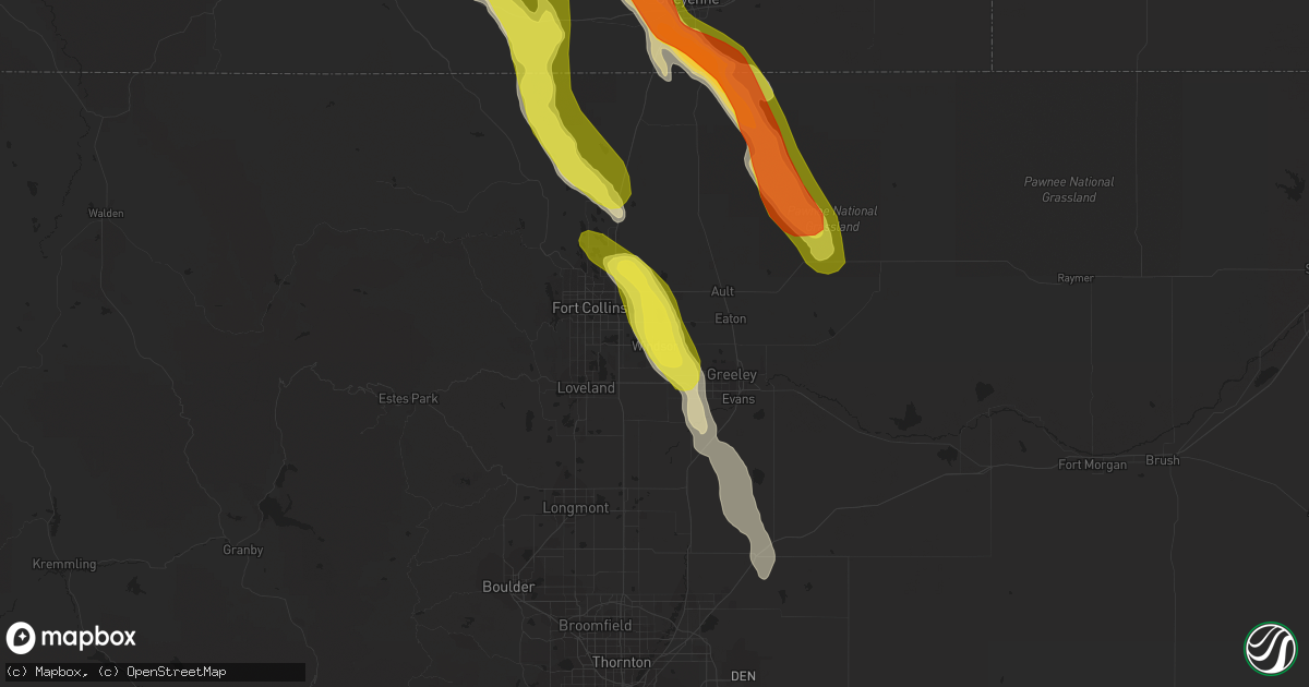 Hail map in Windsor, CO on July 26, 2018
