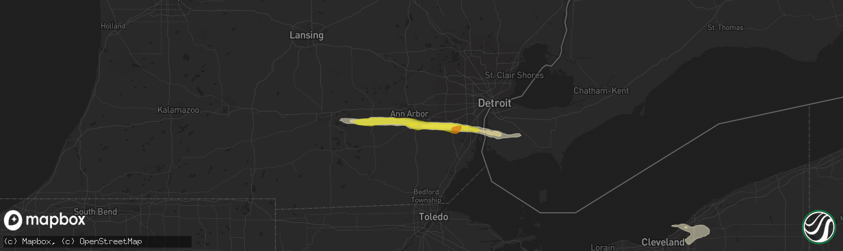 Hail map in Ypsilanti, MI on July 26, 2018