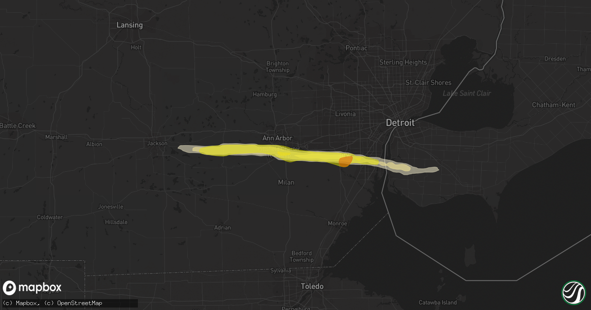 Hail map in Ypsilanti, MI on July 26, 2018