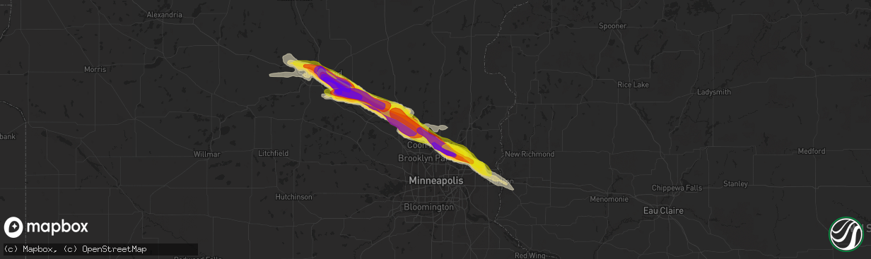 Hail map in Andover, MN on July 26, 2019