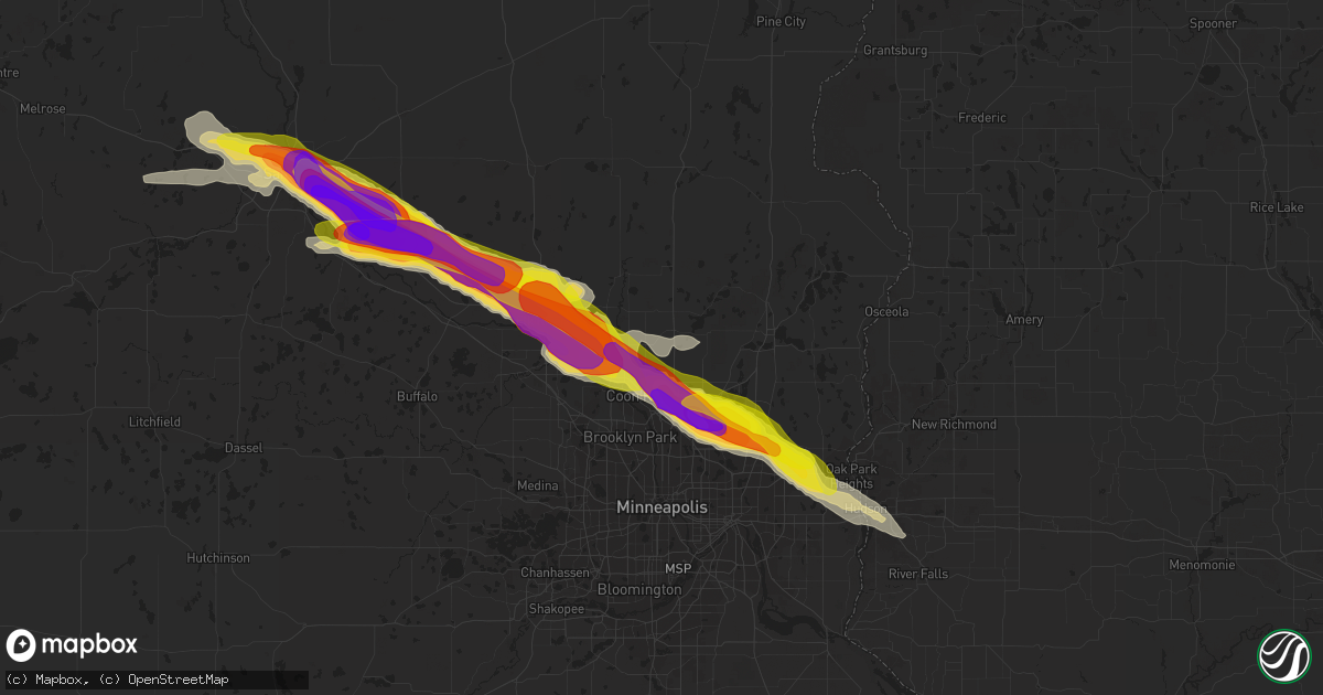Hail map in Andover, MN on July 26, 2019