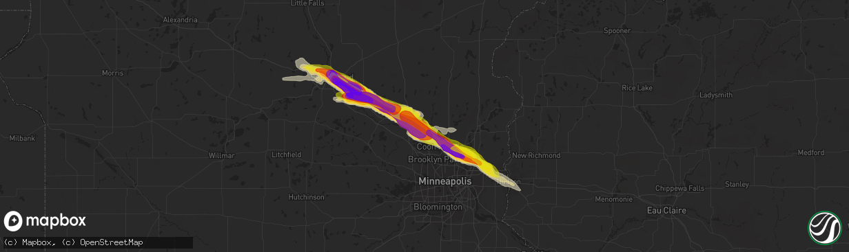 Hail map in Anoka, MN on July 26, 2019