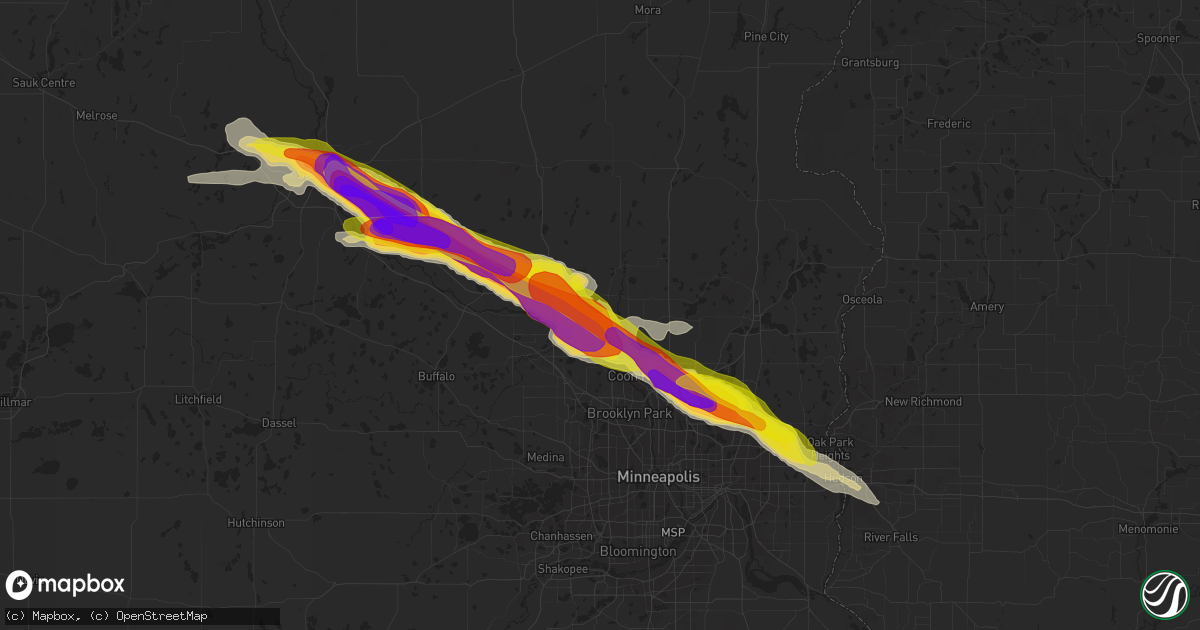 Hail map in Anoka, MN on July 26, 2019