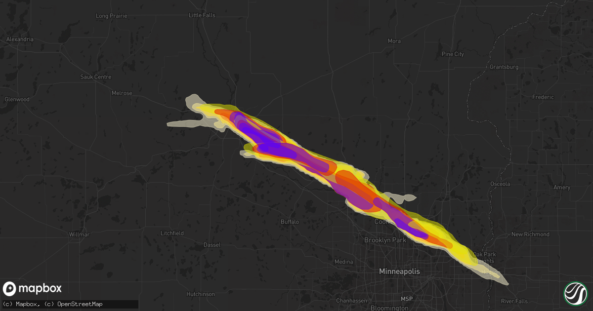 Hail map in Becker, MN on July 26, 2019