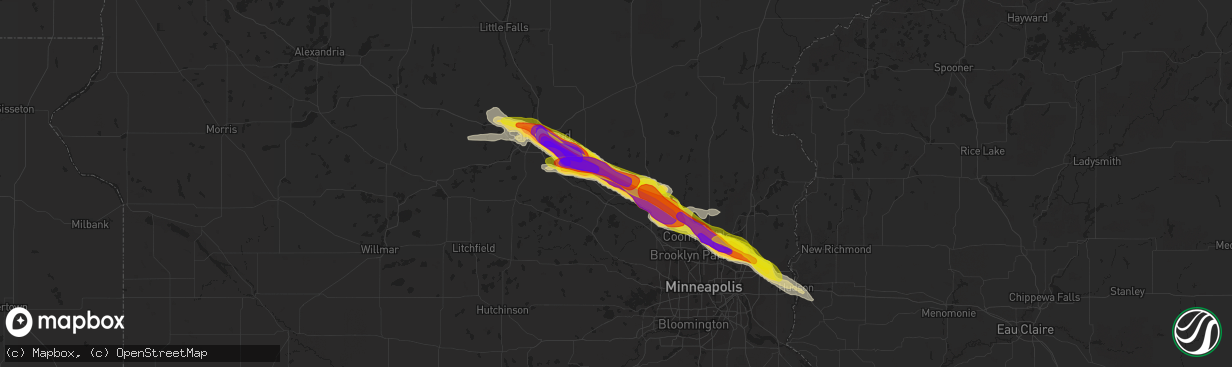 Hail map in Big Lake, MN on July 26, 2019