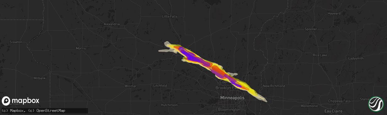 Hail map in Clear Lake, MN on July 26, 2019