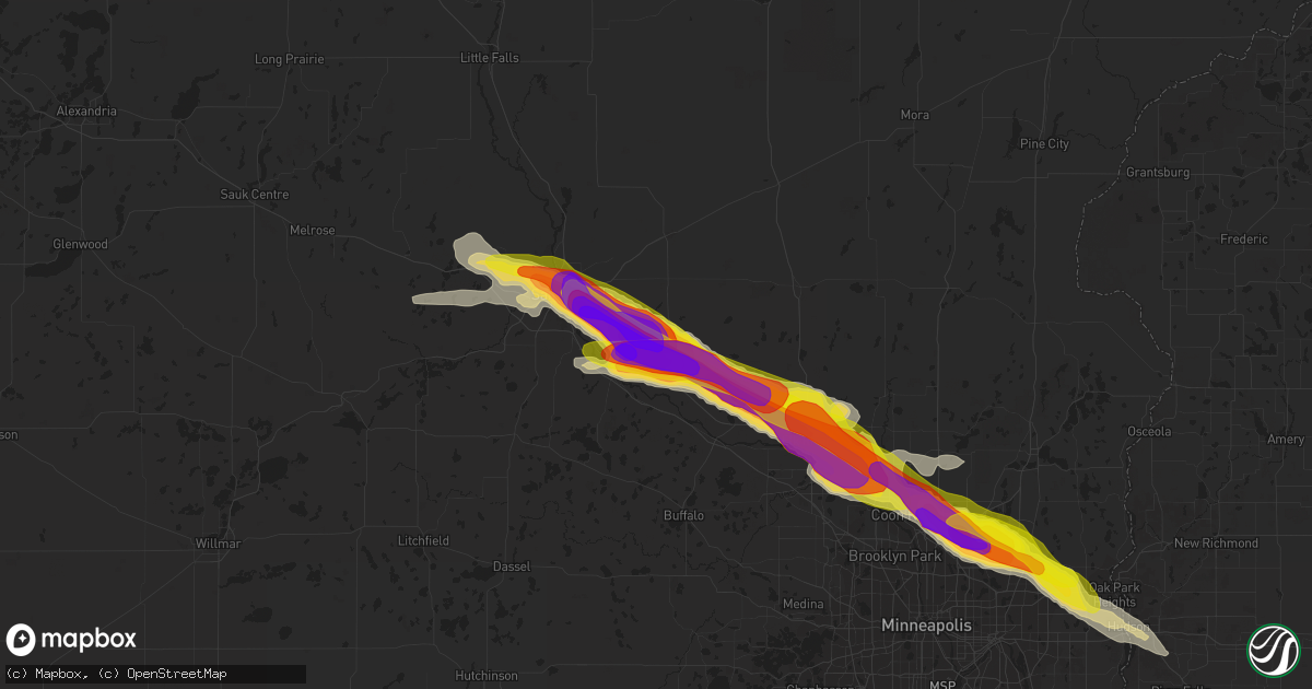 Hail map in Clear Lake, MN on July 26, 2019