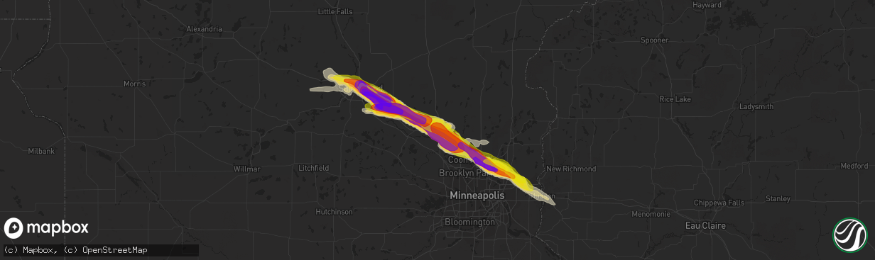 Hail map in Elk River, MN on July 26, 2019