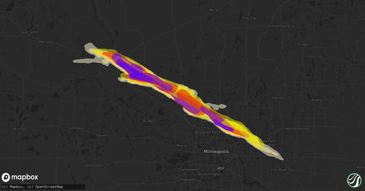 Hail map in Elk River, MN on July 26, 2019