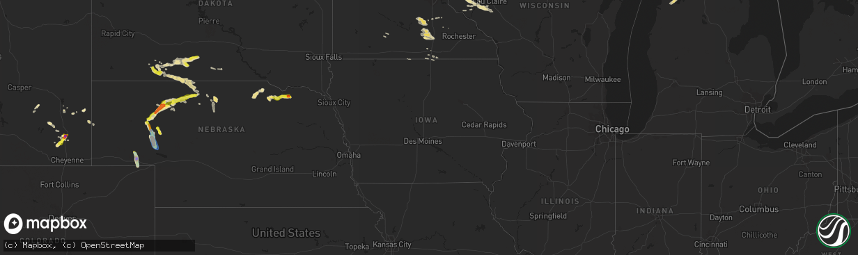 Hail map in Iowa on July 26, 2019