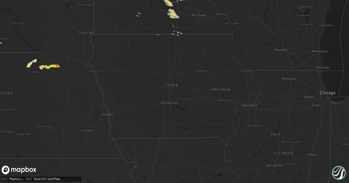Hail map in Iowa on July 26, 2019