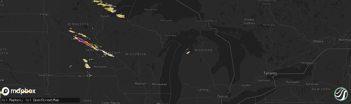 Hail map in Michigan on July 26, 2019