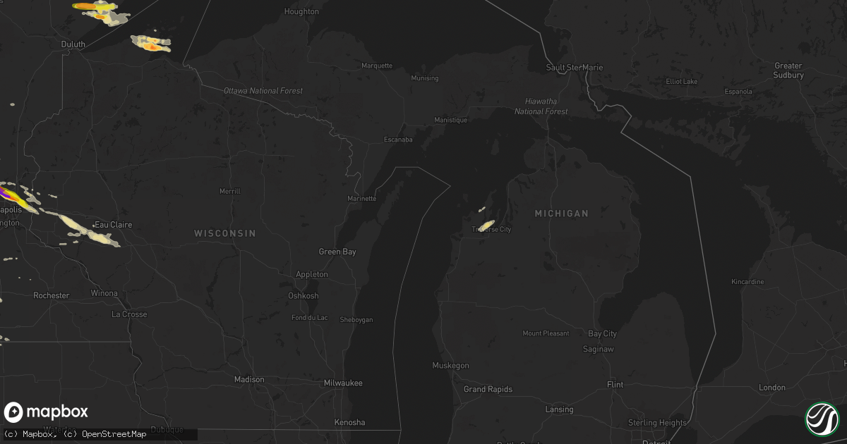 Hail map in Michigan on July 26, 2019